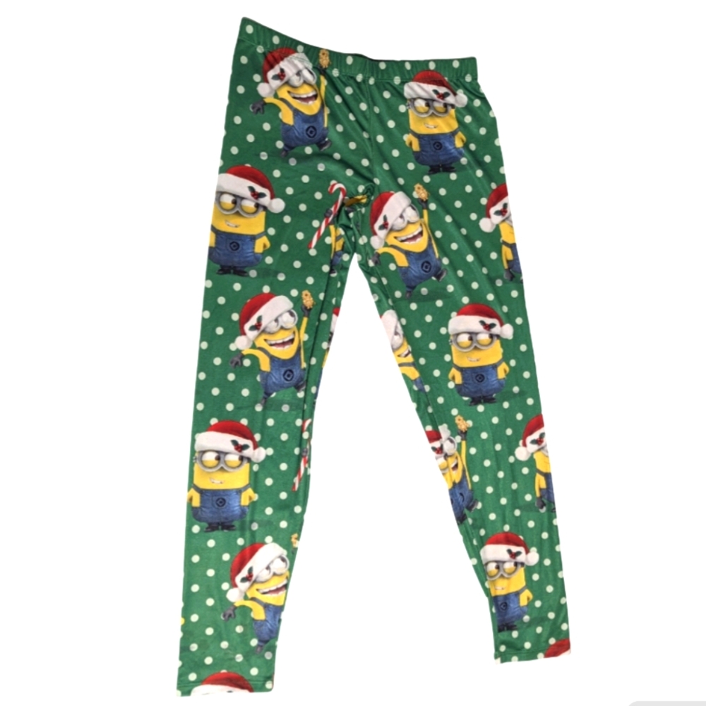 Despicable Me Minion Made Jrs Holiday Stretch Leggings. Size: XL